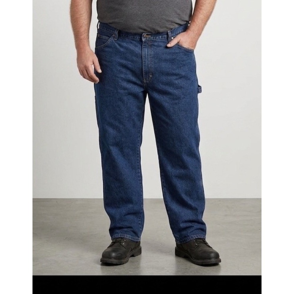 Dickies Carpenter Jeans Mens 44x30 Dark Wash Blue Relaxed Fit Straight Leg Denim